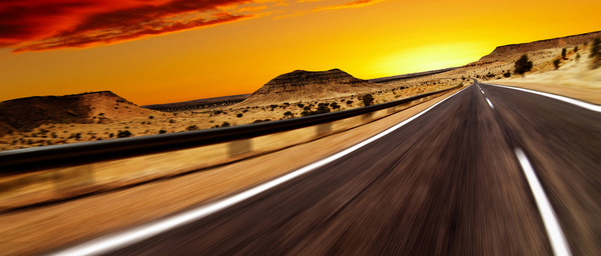 Road in desert with motion blur